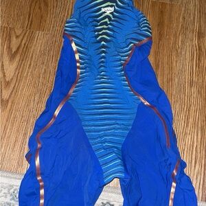 Speedo Striped Blue and Green Tech suit